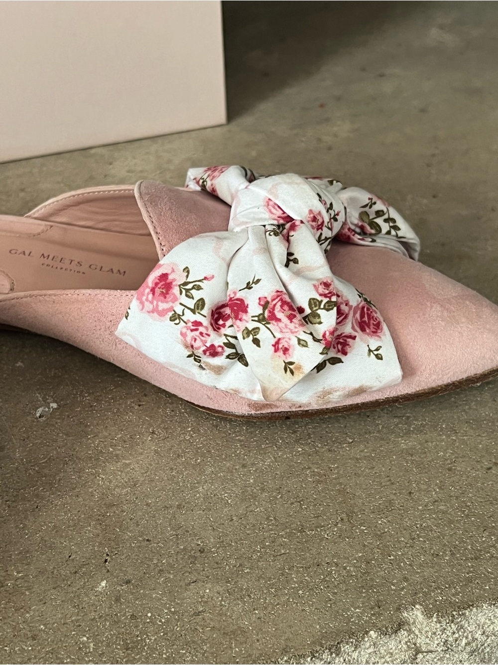 Margaux Blush Suede Slide Mules with Floral Bow Accent gal meets glam collection - Picture 3 of 7